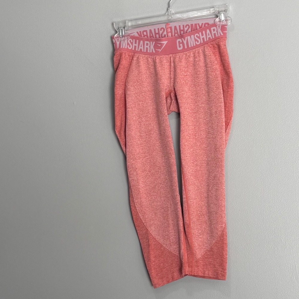 Gymshark Dry Seamless Cropped Leggings Coral Pink Marl XS‎ C11 PO 3242